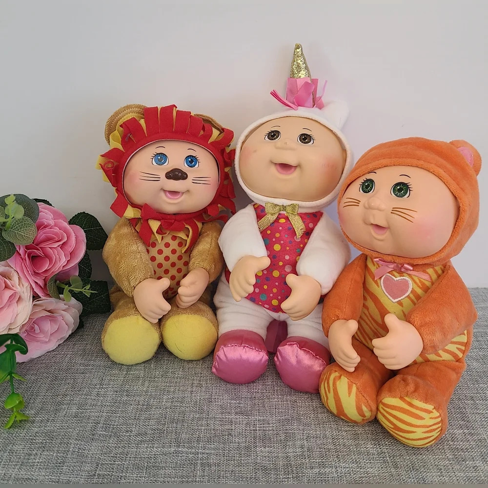Lot of 3 Cabbage Patch Kids CPK Doll Unicorn, Lion, Kitty, Collectible Cuties